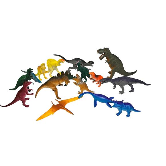 Dinosaur Figure Toy Mix Lot Of 16 Hard Plastic PVC 3”-5” Jurassic Play Dinosaurs - Picture 2 of 10